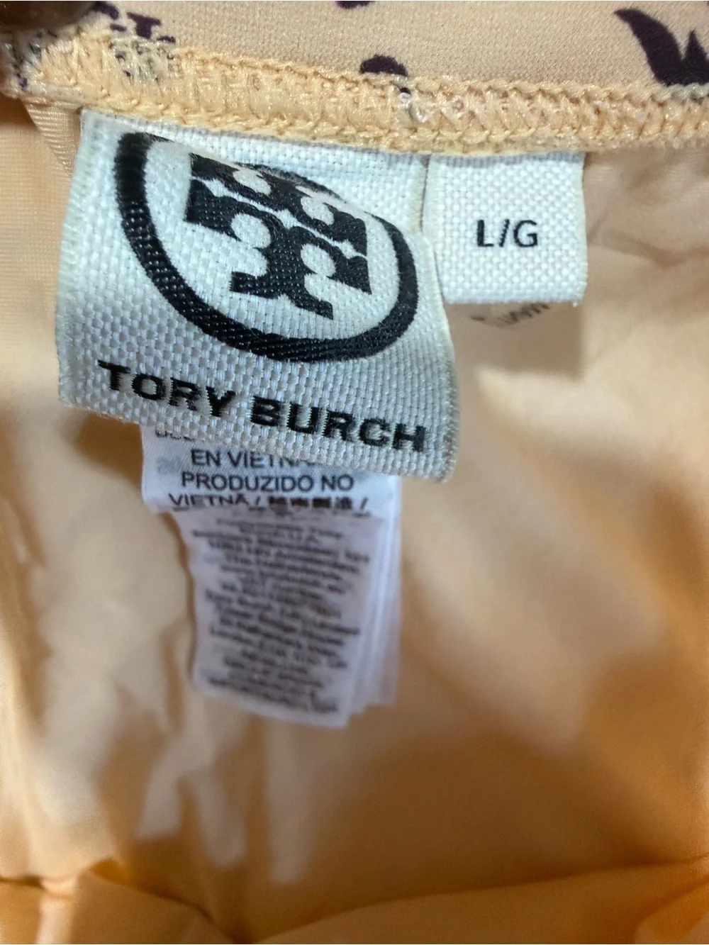 Tory Burch Peach Label with Black Logo